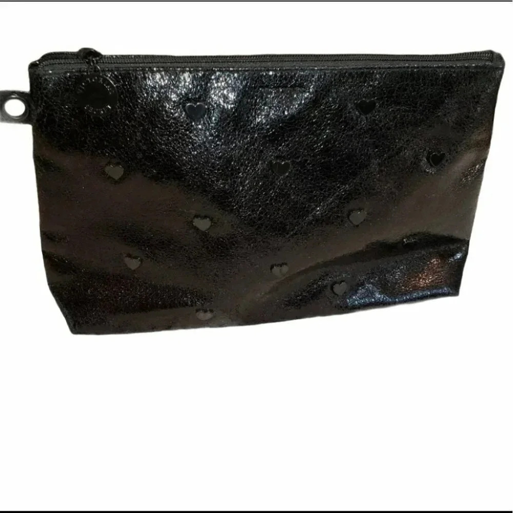 Victoria Secret large makeup black bag w/hearts‎